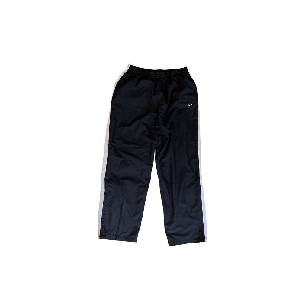 Nike Mens Y2K Nylon Track Pants Black White Side Stripe Zipper Leg XL